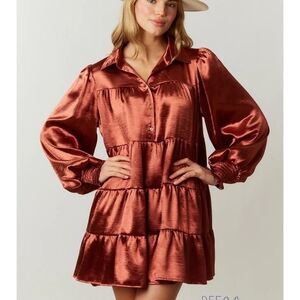 Fantastic Fawn Brown Ruffled Blouse with Peter Pan Collar